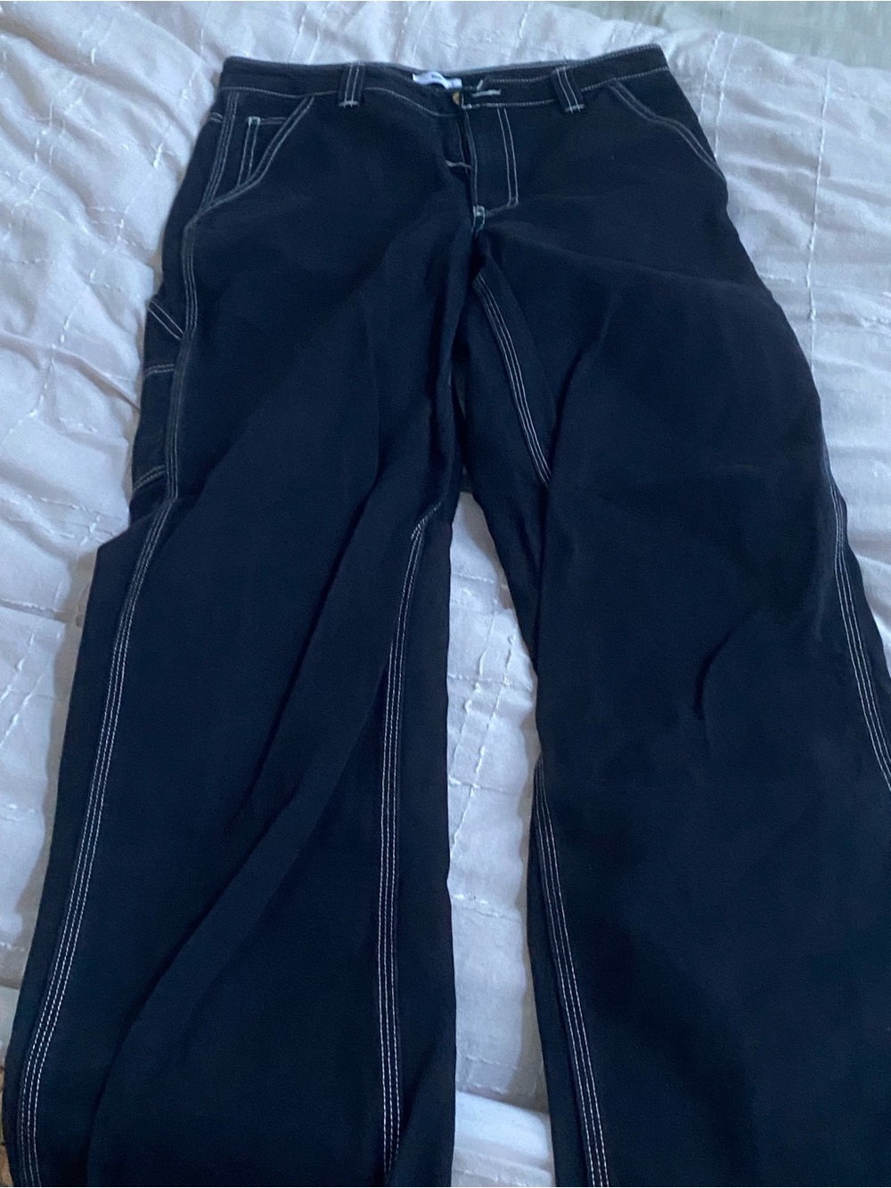 Aritzia Relaxed Black Jeans with Contrast Stitching